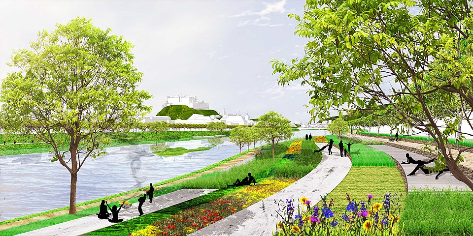 Flussraum Salzach - Transformation zur Lebensaderm - Rendering Aigen